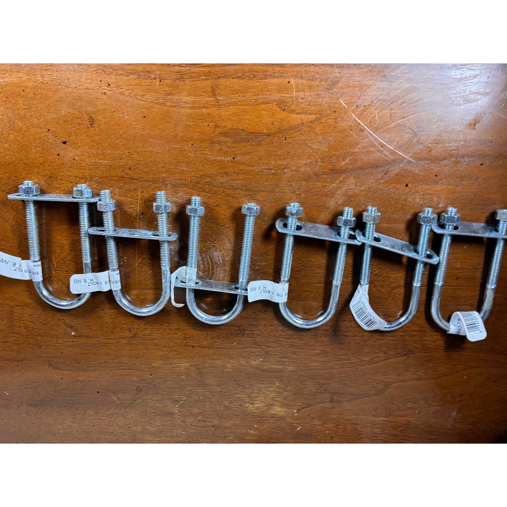 H. B. Ives U-Bolt 7pc Set 3/8x3-7/8 Silver New Zinc Plated Steel Hardware